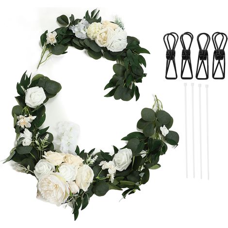 Set mit 2 Hochzeitsblumenarrangements, rosenförmig, natürlich, mit leuchtenden Farben, geruchlos, Willkommensblumenarrangement 18063 XBS (1/5)