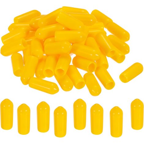 100pcs 5mm Caoutchouc Fin Capuchons Couvercle PVC Vinyle Jaune (1/5)