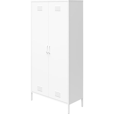 Armoire avec 2 portes en métal blanc