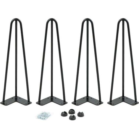 4-teiliges Haarnadelbein-Set, 40,5 cm, aus Walzstahl – Modernes Industriedesign – Inklusive Montageplatte – Tragkraft bis zu 50 kg