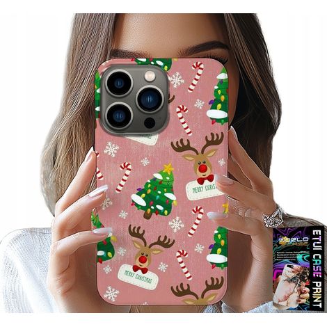 Custodia per iPhone 14 PRO - Motivo natalizio con renne e albero di Natale (1/5)
