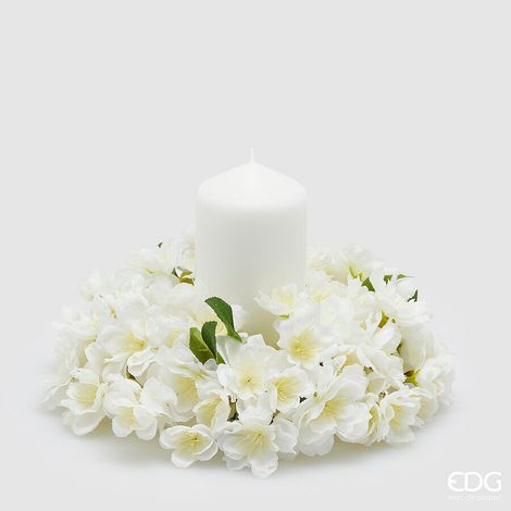 EDG Enzo De Gasperi Corona Sakura Fiori di Ciliegio Artificiale D 25 Cm White