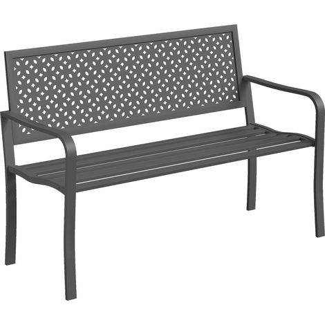 Banco de jardín metálico, gris oscuro, resistente a la corrosión, para 2 personas.