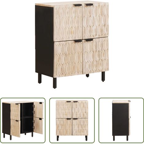vidaXL Buffet en bois - Buffet avec stockage Finition Lavage Blanc 60 x 33 x 75 cm (1/5)