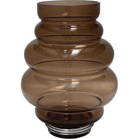 Vase en Verre Soufflé à la Bouche Maputo Taupe, Décoration Robuste pour Table et Buffet - PANGIVO (1/5)