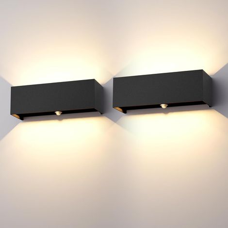 30W Feux muraux avec détecteur de mouvement, 2PCS Feux muraux extérieurs/intérieurs, IP65 3000K, éclairage doux et agréable (1/5)