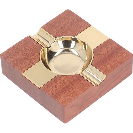 Cendrier en bois doré de luxe, format carré, accessoire de décoration pour fumeurs à la maison, bureau ou salon. (1/5)
