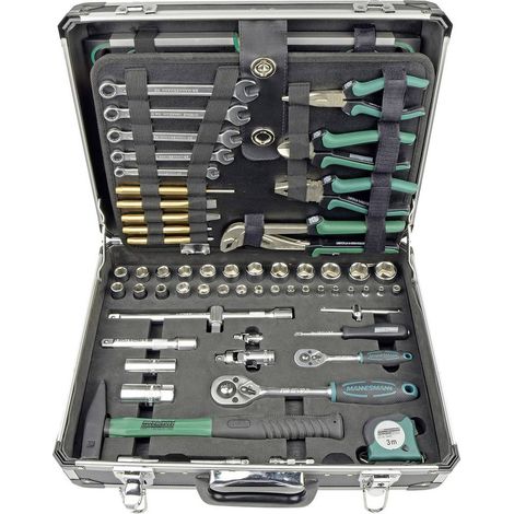 Brüder Mannesmann M29078 Set di strumenti 160 pezzi in alluminio verde nero (1/5)
