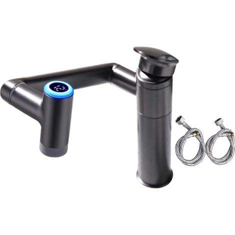 Mitigeur pour vasque, laiton, blanc, LED, pour salle de bain (1/5)