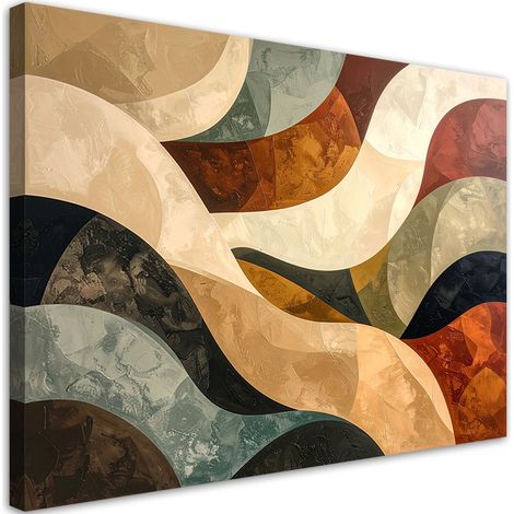 Tableau déco Abstraction ondulée décoration moderne dans des tons beiges verts et bruns 60x40 (1/4)