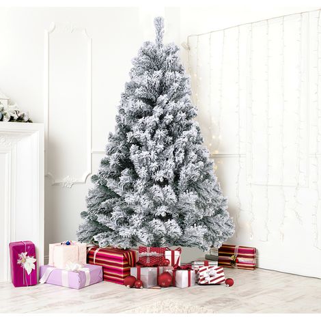 Randaco Albero di Natale artificiale 150 cm verde fitto 550 rami con neve bianca fitta
