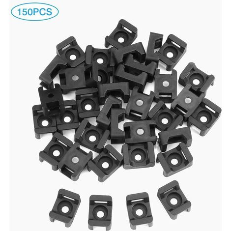 Lot de 150 supports de serre-câbles noirs, base pour serre-câbles, 23 mm x 16 mm (1/4)