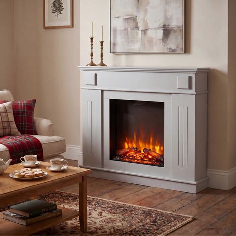 FURNITURE HMD Fireplace Surround, Freestanding Fireplace Cover Frame for Electric Fireplace, Wooden Fireplace Mantel Shelf Decorative Frame, Classic Traditional Fireplace Surround for Living Room Hall (1/2)