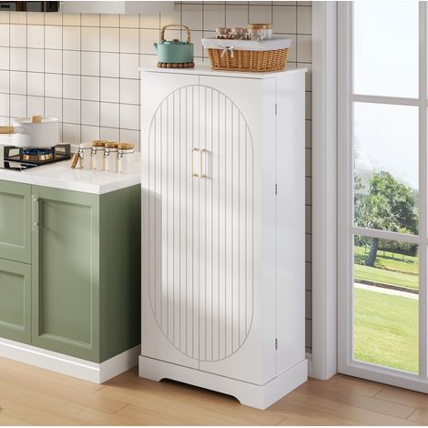 MEUBLIV Armoire de cuisine 60x35x128 cm blanche – LED à détection et rangements (1/5)