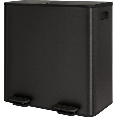 Mülltonne, Dual-Compartment, Soft-Close Fußpedal, schwarz (1/2)