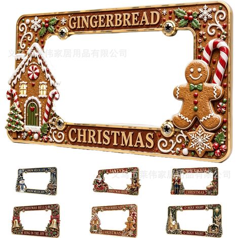 Cadre de plaque d'immatriculation de Noël - Cadre de plaque d'immatriculation en métal - Dimensions du produit : 31 x 16 cm - Poids : 106 g - Vis non incluses.