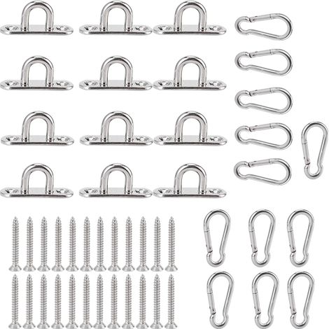 Crochet de fixation en acier inoxydable pour hamac, chaise suspendue, panier ou coussin - Pièce d'accroche robuste (1/5)