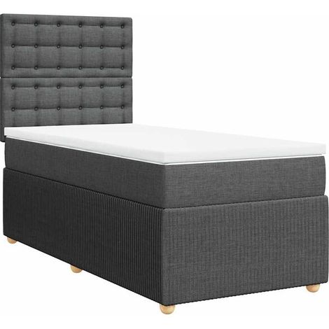 Cadre de lit en tissu, matelas inclus, gris foncé, 80 x 200 cm (1/5)