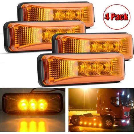 Set di 4 luci di posizione anteriori, 3,9 pollici, 3 LED ambra, impermeabili, montaggio a superficie per camion, rimorchi, camper, 12V (1/4)