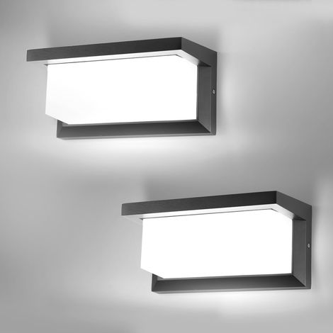Applique murale extérieure LED 18W 6500K IP65 étanche, lumière jardin terrasse porche patio garage, lot de 2