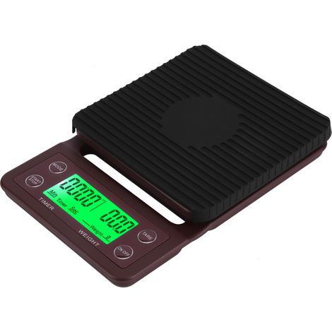 Kaffeewaage mit Timer, tragbare elektronische digitale Küchenwaage, Lebensmittelwaage, Weinrot, 5 kg/0,1 (1/5)
