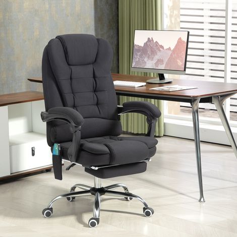 MEUBLIV Silla de oficina negra – masaje, inclinación 135°, reposapiés, calefactable (1/5)