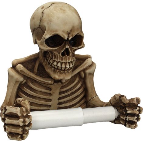 Wandmontierter Toilettenpapierhalter, Totenkopf aus Kunstharz (1/5)