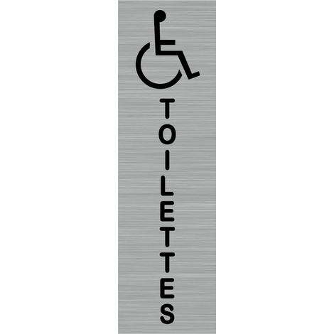 Pictogramme TOILETTES HANDICAPES (Q0042).- Adhésif aspect aluminium brossé - (1/5)