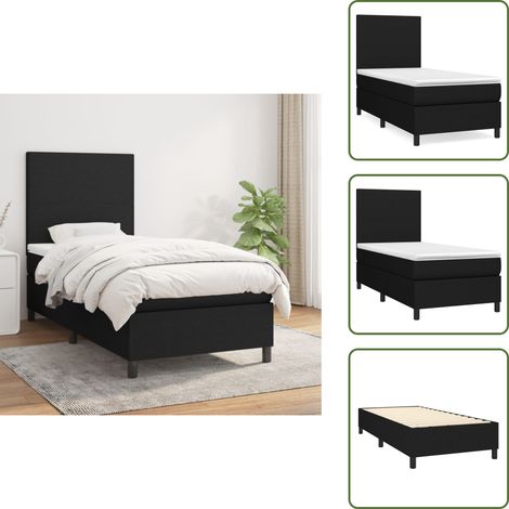Cama de muelles ensacados - vidaXL Cama box spring con colchón tela negro 80x200 cm - Cama de espaldas