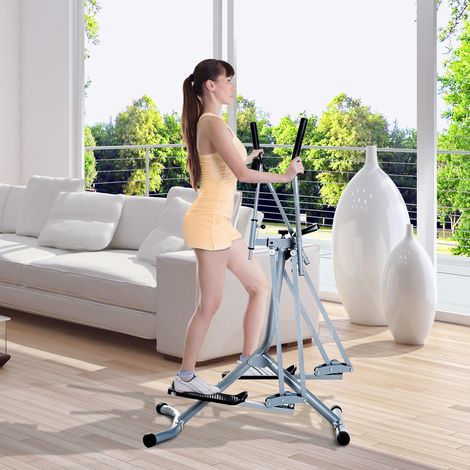 Ellittica regolabile con display, portata massima 110 kg, Air Walker per allenamento di vita e fianchi, 96x60x152 cm, grigia