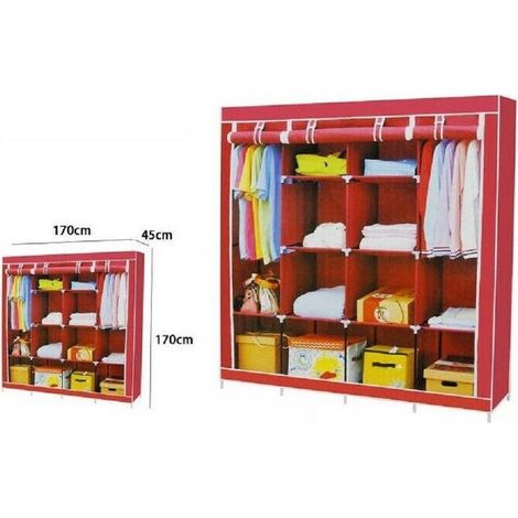 TrAdE Shop Traesio - Armadio Guardaroba Tessuto Appendiabiti Acciaio Smontabile Abiti 4 Ante -