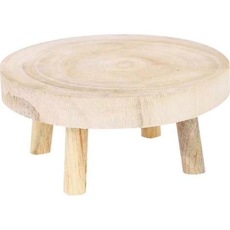 Support à plantes en bois, tabouret pour plantes, présentoir, porte-vases, support rond pour pots de fleurs, tabouret pour pot de fleurs, idéal pour bureau, balcon, terrasse ou jardin.-Beige 14cmx9cm