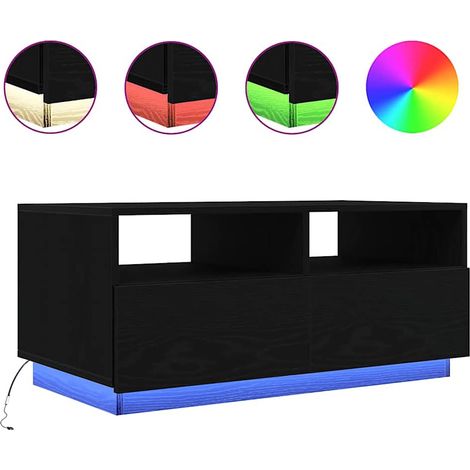 Maison Exclusive - Couchtisch mit LED-Leuchten Schwarz Eichen-Opt