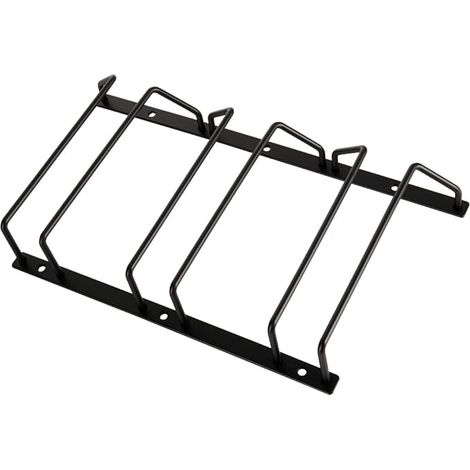 Porte-verres à vin noir 18 cm à suspendre sous l'armoire, support de verres à pied pour bar, salle à manger, 3 rangées (1/5)