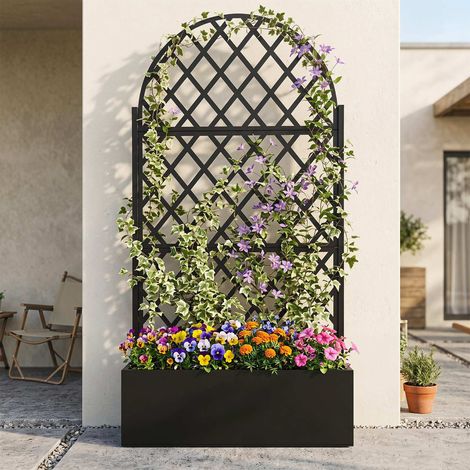 Metal planter box with trellis black 90 x 40 x 180 cm 227459338 227459338 227459338 (1/5)
