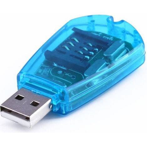 Lecteur de carte SIM - - Mini lecteur - USB 2.0 - Couleur bleu clair - Haute vitesse (1/4)