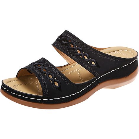 Pantuflas de verano para mujer Scandal - Color liso - Estilo casual - Punta abierta - Suela flexible - Transpirables - Sandalias de acupresión para mujer (1/5)