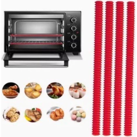 Protections pour grilles de four - Lot de 4 protections en silicone résistant à la chaleur pour éviter les brûlures et les cicatrices, accessoires et ustensiles de cuisine, 35,5 cm de long (rouge) (1/5)