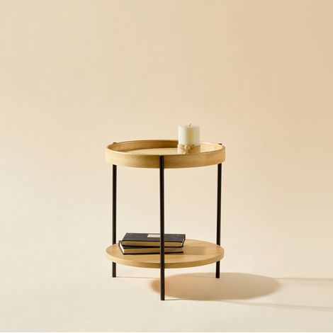 Couchtisch rund 2 Ebenen Natur Holz Metallgestell OKMYHOME (1/5)