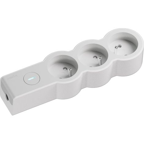 Rallonge multiprise 3x2P+ 16A 3680W avec Interrupteur Lumineux on/Off, à compléter avec Un Cordon, Blanc (1/2)