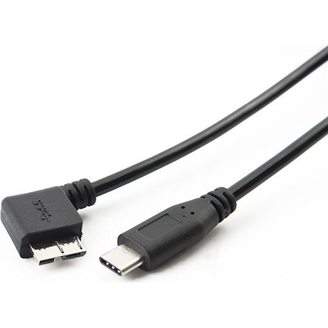 Rechtwinkliger Stecker vom Typ C auf Micro 3.0 zum Anschluss von Mobiltelefonen/Kameras an OTG für Daten- und Bildübertragung (1,5 Meter langes Spiralkabel). (1/5)