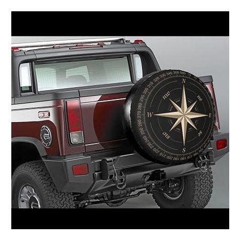 Spare Wheel Cover, Compass Pattern, Universal Waterproof Rim Cover, Suitable for SUV Camper Trailer Car Wheel Accessories (27.6-29.5inch) (1/4)