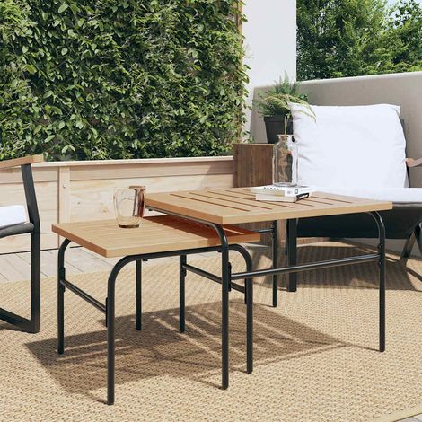 Outdoor-Satztische 2 Stk. Braun und Schwarz Stahl