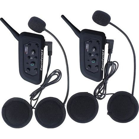 Excelvan V6 Interphone Moto Bluetooth Lot de 2 Intercom Haut-parleurs Talkie-walkie sans Fil Communication Casque 6 Riders Noir (1/4)