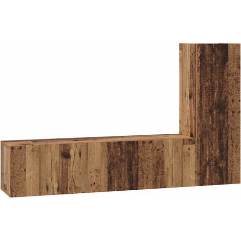 Maison Exclusive - TV-Schrankset Wandmontiert 3 pcs Altholz Holzw