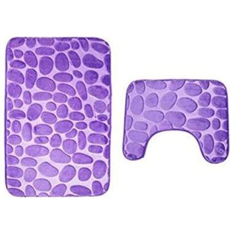 Ensemble de Tapis de Bain sur Pied antidérapant, Tapis de Bain Respirant en Mousse à mémoire de Forme Doux et Confortable avec de l'eau absorbante Tapis de Bain antidérapant Violet Lefou (1/5)