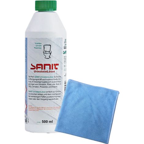 BADfabrik24 Sanit Urinsteinlöser Flasche 500 ml 3031 + Mikrofasertuch (1/4)