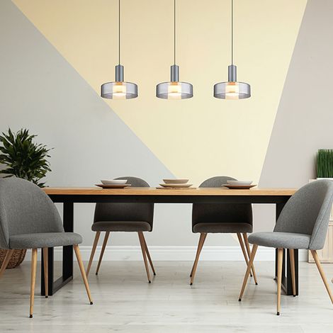 Pendelleuchte Hängelampe Deckenleuchte LED Esszimmerleuchte Glas Rauchfarbe 90cm