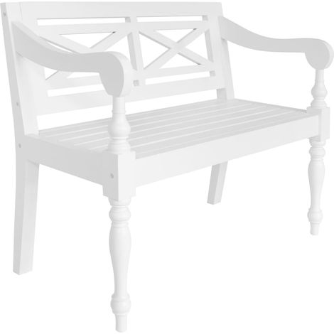 Batavia-Sitzbank 98 cm Mahagoni Massivholz Weiß vidaXL (1/5)