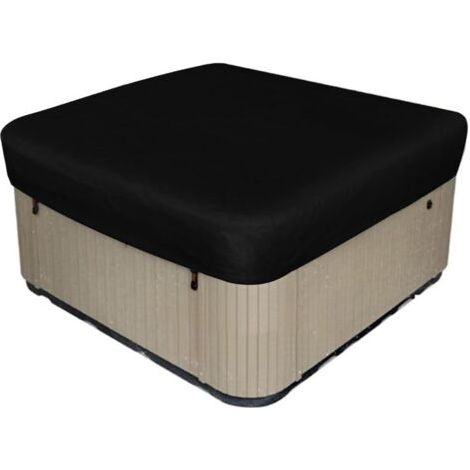 Sollbry Housse de spa d'extérieur imperméable et résistante aux intempéries, housse de protection carrée pour jacuzzi, protection UV robuste, (noir, 218 x 218 x 30 cm) (1/4)